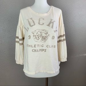 Lucky Brand Tiger varsity 3/4 sleeve graphic